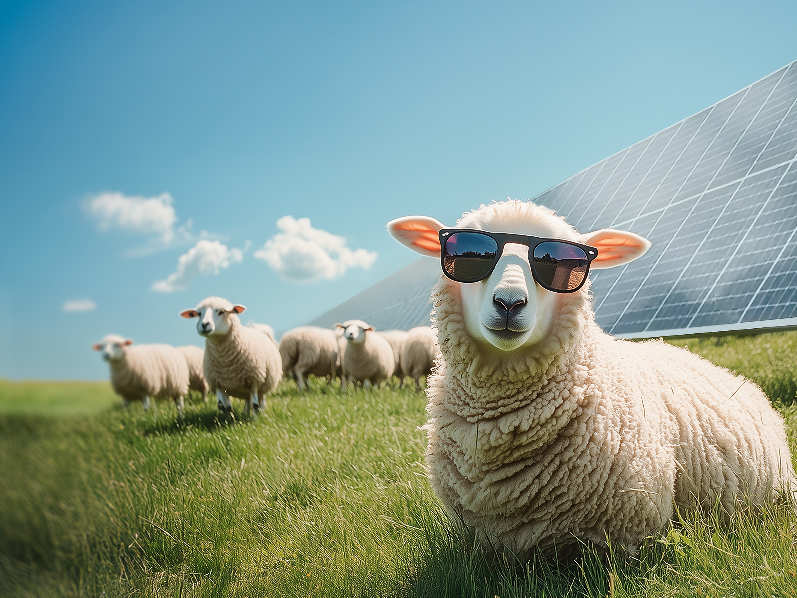 Solpark fårever, bildmaterial från en kampanj för European Energy